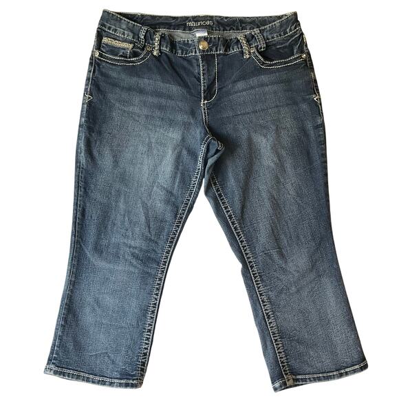 Maurices Women Capri Jeans size 34 Blue Mid Rise Stretch Exclusive of Decoration - Picture 1 of 11
